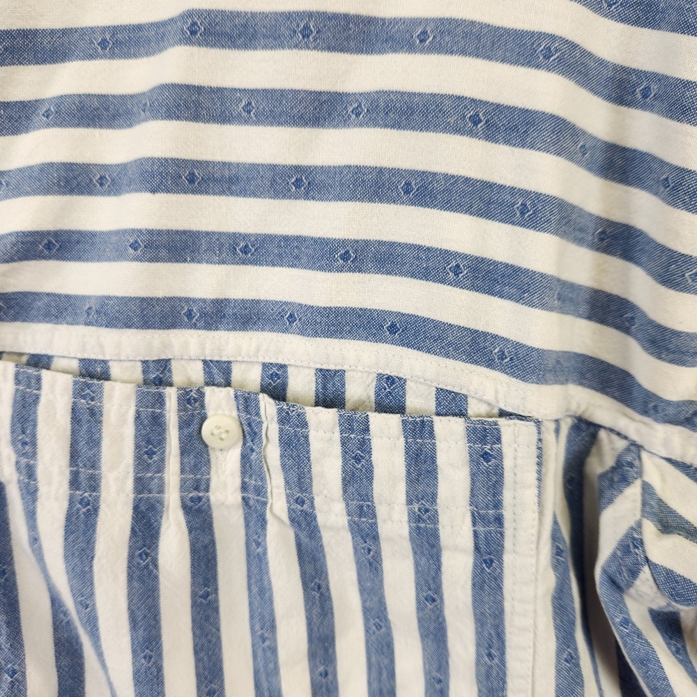 Revenge India Blue White Stripe Shirt Mens XL 100% Cotton Workwear Casual